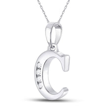 Load image into Gallery viewer, 10kt White Gold Diamond Initial &amp; Letter Pendant: A Shimmering Symbol of Elegance and Individuality Side view from the 10Kt White Gold Womens Round Diamond C Letter Pendant 1 20 Cttwpin280605 collection by Splendid Jewellery