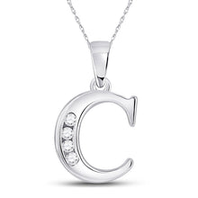 Load image into Gallery viewer, 10kt White Gold Diamond Initial &amp; Letter Pendant: A Shimmering Symbol of Elegance and Individuality Top view from the 10Kt White Gold Womens Round Diamond C Letter Pendant 1 20 Cttwpin280605 collection by Splendid Jewellery