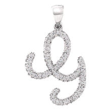 Load image into Gallery viewer, 10kt White Gold Diamond Initial Pendant - Personalized Elegance  Top View from Splendid Jewellery
