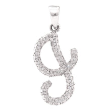 Load image into Gallery viewer, Elegant Diamond Initial Pendant in 10kt White Gold  Top View from Splendid Jewellery