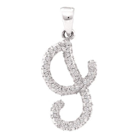 Elegant Diamond Initial Pendant in 10kt White Gold  Top View from Splendid Jewellery