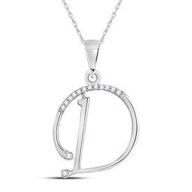 Captivating Diamond Initial Pendant in 10kt White Gold Top view from the 10Kt White Gold Womens Round Diamond D Initial Letter Pendant 1 12 Cttwpin280660 collection by Splendid Jewellery
