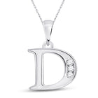 Elegant Diamond Identity Pendant | 10kt White Gold Womens Round Diamond D Initial Letter Pendant 1/20 Cttw | Splendid Jewellery Top view from the 10Kt White Gold Womens Round Diamond D Initial Letter Pendant 1 20 Cttwpin280604 collection by Splendid Jewellery