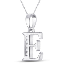 Load image into Gallery viewer, Elegant Diamond Initial Pendant | 10kt White Gold Womens Round Diamond E Initial Letter Pendant 1/20 Cttw | Splendid Jewellery Side view from the 10Kt White Gold Womens Round Diamond E Initial Letter Pendant 1 20 Cttwpin280608 collection by Splendid Jewellery