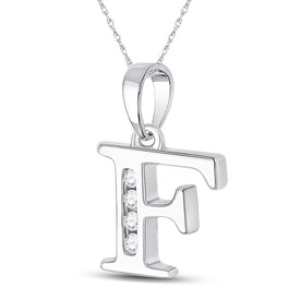 10kt White Gold Womens Round Diamond F Initial Letter Pendant - Personalized Elegance Side view from the 10Kt White Gold Womens Round Diamond F Initial Letter Pendant 1 20 Cttwpin280601 collection by Splendid Jewellery