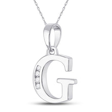 Load image into Gallery viewer, Radiant Elegance: 10kt White Gold Diamond Initial Pendant Side view from the 10Kt White Gold Womens Round Diamond G Initial Letter Pendant 1 20 Cttwpin280603 collection by Splendid Jewellery