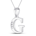 Radiant Elegance: 10kt White Gold Diamond Initial Pendant Side view from the 10Kt White Gold Womens Round Diamond G Initial Letter Pendant 1 20 Cttwpin280603 collection by Splendid Jewellery