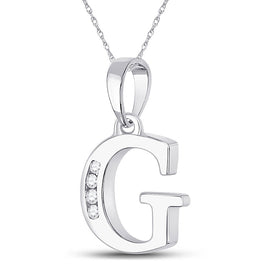 Radiant Elegance: 10kt White Gold Diamond Initial Pendant Side view from the 10Kt White Gold Womens Round Diamond G Initial Letter Pendant 1 20 Cttwpin280603 collection by Splendid Jewellery