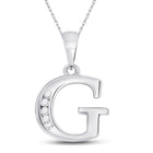 Radiant Elegance: 10kt White Gold Diamond Initial Pendant Top view from the 10Kt White Gold Womens Round Diamond G Initial Letter Pendant 1 20 Cttwpin280603 collection by Splendid Jewellery