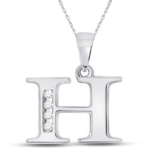 Load image into Gallery viewer, Radiant Brilliance: 10kt White Gold Diamond Initial &amp; Letter Pendant Top view from the 10Kt White Gold Womens Round Diamond H Initial Letter Pendant 1 20 Cttwpin280609 collection by Splendid Jewellery