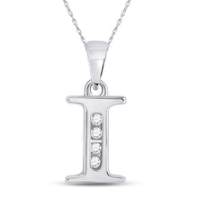 Load image into Gallery viewer, 10kt White Gold Diamond Initial Pendant | Personalized Letter Pendant with Sparkling Diamonds | Splendid Jewellery Top view from the 10Kt White Gold Womens Round Diamond I Initial Letter Pendant 1 20 Cttwpin280606 collection by Splendid Jewellery