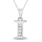 10kt White Gold Diamond Initial Pendant | Personalized Letter Pendant with Sparkling Diamonds | Splendid Jewellery Top view from the 10Kt White Gold Womens Round Diamond I Initial Letter Pendant 1 20 Cttwpin280606 collection by Splendid Jewellery