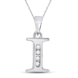 10kt White Gold Diamond Initial Pendant | Personalized Letter Pendant with Sparkling Diamonds | Splendid Jewellery Top view from the 10Kt White Gold Womens Round Diamond I Initial Letter Pendant 1 20 Cttwpin280606 collection by Splendid Jewellery