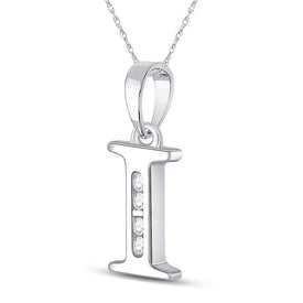 10kt White Gold Diamond Initial Pendant | Personalized Letter Pendant with Sparkling Diamonds | Splendid Jewellery Side view from the 10Kt White Gold Womens Round Diamond I Initial Letter Pendant 1 20 Cttwpin280606 collection by Splendid Jewellery