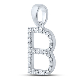 10kt White Gold Diamond Initial B Letter Pendant: A Radiant Reflection of Personal Style Side view from the 10Kt White Gold Womens Round Diamond Initial B Letter Pendant 1 4 Cttwpin289012 collection by Splendid Jewellery