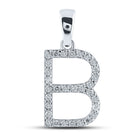 10kt White Gold Diamond Initial B Letter Pendant: A Radiant Reflection of Personal Style Top view from the 10Kt White Gold Womens Round Diamond Initial B Letter Pendant 1 4 Cttwpin289012 collection by Splendid Jewellery