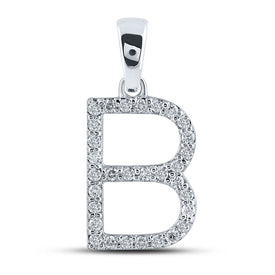 10kt White Gold Diamond Initial B Letter Pendant: A Radiant Reflection of Personal Style Top view from the 10Kt White Gold Womens Round Diamond Initial B Letter Pendant 1 4 Cttwpin289012 collection by Splendid Jewellery