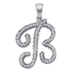 Radiant Reflections: 10kt White Gold Diamond Initial B Pendant  Top View from Splendid Jewellery