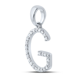 10kt White Gold Personalized Diamond Initial Pendant Side view from the 10Kt White Gold Womens Round Diamond Initial G Letter Pendant 1 5 Cttwpin289092 collection by Splendid Jewellery