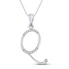 10kt White Gold Diamond Initial Q Pendant - Personalized Elegance Top view from the 10Kt White Gold Womens Round Diamond Initial Q Letter Pendant 1 12 Cttwpin282002 collection by Splendid Jewellery