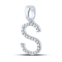 Load image into Gallery viewer, Captivating Diamond Initial Sparkle Pendant Side view from the 10Kt White Gold Womens Round Diamond Initial S Letter Pendant 1 5 Cttwpin289273 collection by Splendid Jewellery