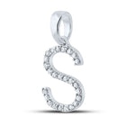 Captivating Diamond Initial Sparkle Pendant Side view from the 10Kt White Gold Womens Round Diamond Initial S Letter Pendant 1 5 Cttwpin289273 collection by Splendid Jewellery