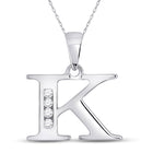Sparkling Diamond Initial Pendant in 10kt White Gold Top view from the 10Kt White Gold Womens Round Diamond K Initial Letter Pendant 1 20 Cttwpin280622 collection by Splendid Jewellery