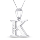 Sparkling Diamond Initial Pendant in 10kt White Gold Side view from the 10Kt White Gold Womens Round Diamond K Initial Letter Pendant 1 20 Cttwpin280622 collection by Splendid Jewellery