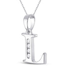 Elegant Diamond Initial Necklace: 10kt White Gold Round Diamond L Pendant 1/20 Cttw Side view from the 10Kt White Gold Womens Round Diamond L Initial Letter Pendant 1 20 Cttwpin280627 collection by Splendid Jewellery