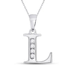 Elegant Diamond Initial Necklace: 10kt White Gold Round Diamond L Pendant 1/20 Cttw Top view from the 10Kt White Gold Womens Round Diamond L Initial Letter Pendant 1 20 Cttwpin280627 collection by Splendid Jewellery