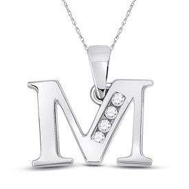 Captivating Diamond Initial Charm Necklace Top view from the 10Kt White Gold Womens Round Diamond M Initial Letter Pendant 1 20 Cttwpin280625 collection by Splendid Jewellery