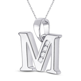 Captivating Diamond Initial Charm Necklace Side view from the 10Kt White Gold Womens Round Diamond M Initial Letter Pendant 1 20 Cttwpin280625 collection by Splendid Jewellery