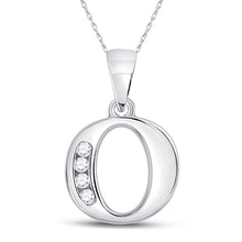 Load image into Gallery viewer, 10kt White Gold Diamond Initial &amp; Letter Pendant - Personalized Elegance Top view from the 10Kt White Gold Womens Round Diamond O Initial Letter Pendant 1 20 Cttwpin280628 collection by Splendid Jewellery