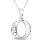 10kt White Gold Diamond Initial & Letter Pendant - Personalized Elegance Top view from the 10Kt White Gold Womens Round Diamond O Initial Letter Pendant 1 20 Cttwpin280628 collection by Splendid Jewellery