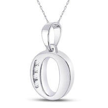 Load image into Gallery viewer, 10kt White Gold Diamond Initial &amp; Letter Pendant - Personalized Elegance Side view from the 10Kt White Gold Womens Round Diamond O Initial Letter Pendant 1 20 Cttwpin280628 collection by Splendid Jewellery