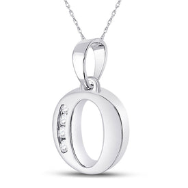 10kt White Gold Diamond Initial & Letter Pendant - Personalized Elegance Side view from the 10Kt White Gold Womens Round Diamond O Initial Letter Pendant 1 20 Cttwpin280628 collection by Splendid Jewellery