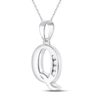 10kt White Gold Diamond Initial & Letter Pendant: Personalized Elegance in Radiant Brilliance Side view from the 10Kt White Gold Womens Round Diamond Q Initial Letter Pendant 1 20 Cttwpin280623 collection by Splendid Jewellery