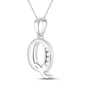 10kt White Gold Diamond Initial & Letter Pendant: Personalized Elegance in Radiant Brilliance Side view from the 10Kt White Gold Womens Round Diamond Q Initial Letter Pendant 1 20 Cttwpin280623 collection by Splendid Jewellery