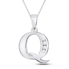 10kt White Gold Diamond Initial & Letter Pendant: Personalized Elegance in Radiant Brilliance Top view from the 10Kt White Gold Womens Round Diamond Q Initial Letter Pendant 1 20 Cttwpin280623 collection by Splendid Jewellery