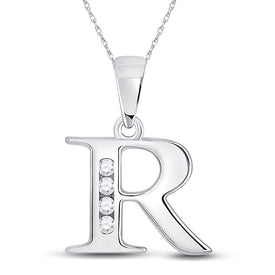 10kt White Gold Diamond Initial Pendant | Personalized Round Letter Pendant | Splendid Jewellery Top view from the 10Kt White Gold Womens Round Diamond R Initial Letter Pendant 1 20 Cttwpin280629 collection by Splendid Jewellery