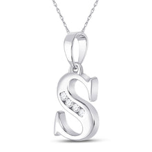 Load image into Gallery viewer, Splendid Jewellery 10kt White Gold Diamond Initial Pendant - Personalized Elegance and Dazzling Brilliance Side view from the 10Kt White Gold Womens Round Diamond S Initial Letter Pendant 1 20 Cttwpin280626 collection by Splendid Jewellery