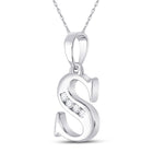 Splendid Jewellery 10kt White Gold Diamond Initial Pendant - Personalized Elegance and Dazzling Brilliance Side view from the 10Kt White Gold Womens Round Diamond S Initial Letter Pendant 1 20 Cttwpin280626 collection by Splendid Jewellery