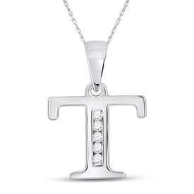 Enchanting Diamond Initial Pendant - Personalized Elegance in White Gold Top view from the 10Kt White Gold Womens Round Diamond T Initial Letter Pendant 1 20 Cttwpin280670 collection by Splendid Jewellery