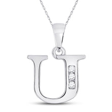 Load image into Gallery viewer, Sparkling Initial Diamond Pendant in 10kt White Gold - Personalized Elegance at Its Finest Top view from the 10Kt White Gold Womens Round Diamond U Initial Letter Pendant 1 20 Cttwpin280672 collection by Splendid Jewellery
