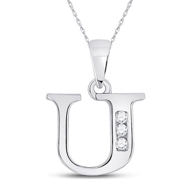 Sparkling Initial Diamond Pendant in 10kt White Gold - Personalized Elegance at Its Finest Top view from the 10Kt White Gold Womens Round Diamond U Initial Letter Pendant 1 20 Cttwpin280672 collection by Splendid Jewellery