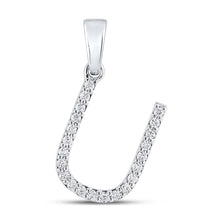 Load image into Gallery viewer, Sparkling Diamond Initial Pendant in 10kt White Gold Top view from the 10Kt White Gold Womens Round Diamond U Initial Letter Pendant 1 6 Cttwpin289254 collection by Splendid Jewellery