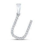 Sparkling Diamond Initial Pendant in 10kt White Gold Top view from the 10Kt White Gold Womens Round Diamond U Initial Letter Pendant 1 6 Cttwpin289254 collection by Splendid Jewellery