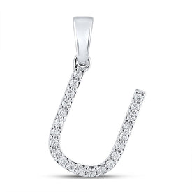 Sparkling Diamond Initial Pendant in 10kt White Gold Top view from the 10Kt White Gold Womens Round Diamond U Initial Letter Pendant 1 6 Cttwpin289254 collection by Splendid Jewellery