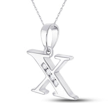 Load image into Gallery viewer, 10kt White Gold Diamond Initial Pendant | Personalized Letter Pendant with Sparkling Diamond Accent Side view from the 10Kt White Gold Womens Round Diamond X Initial Letter Pendant 1 20 Cttwpin280675 collection by Splendid Jewellery