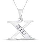 10kt White Gold Diamond Initial Pendant | Personalized Letter Pendant with Sparkling Diamond Accent Top view from the 10Kt White Gold Womens Round Diamond X Initial Letter Pendant 1 20 Cttwpin280675 collection by Splendid Jewellery